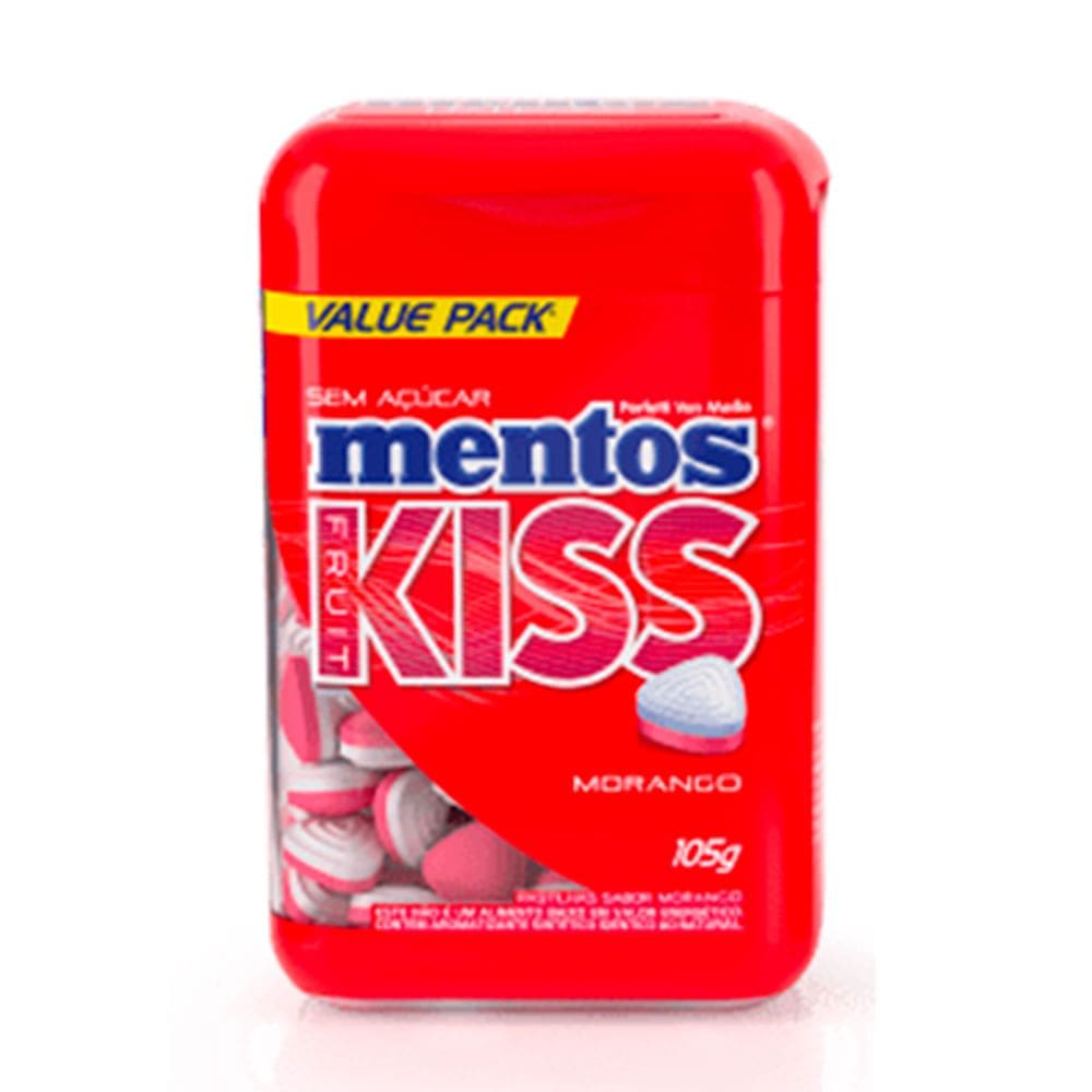 Balas Mentos Kiss Fruit Sabor Morango Sem Açúcar 105g