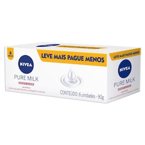 Sabonete em Barra Nivea Pure Milk Sensitive Promo 6 Unidades com 90g cada