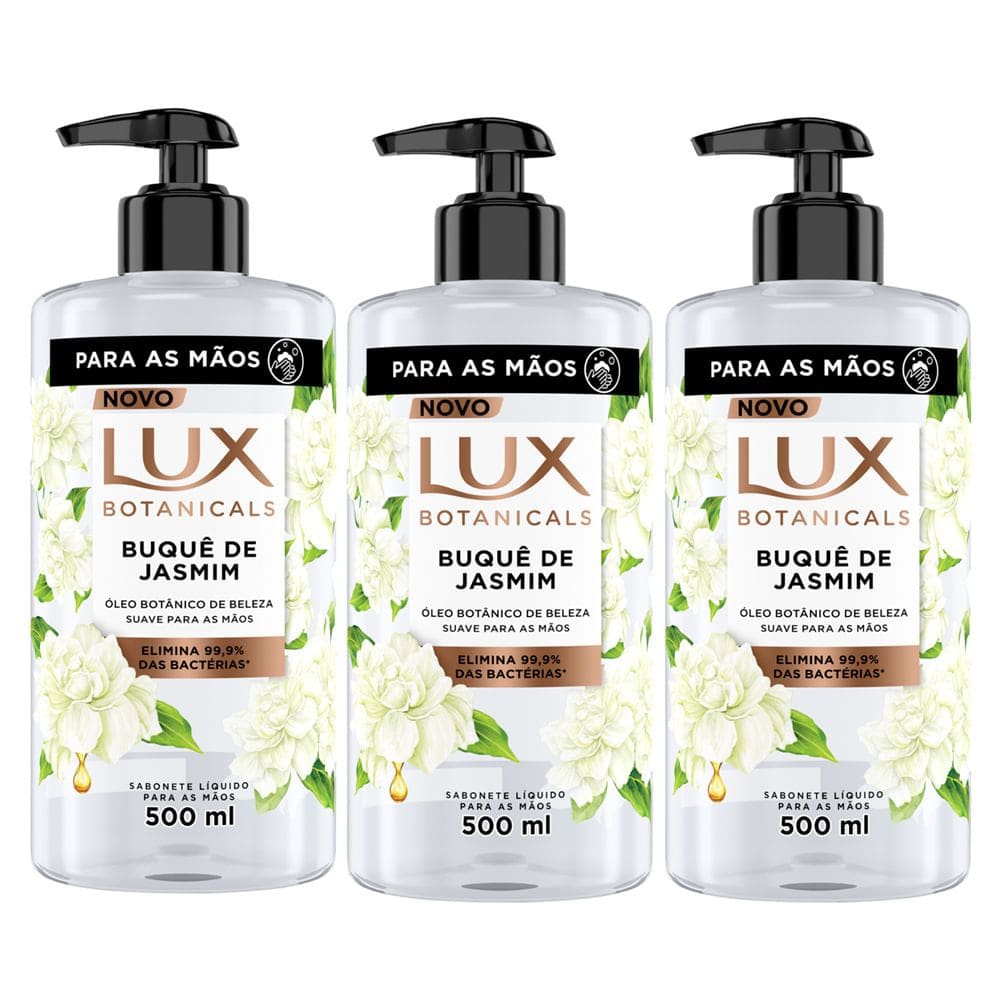 Kit 3 Sabonete Líquido Lux Botanicals Capim Limão e Frangipani 500ml