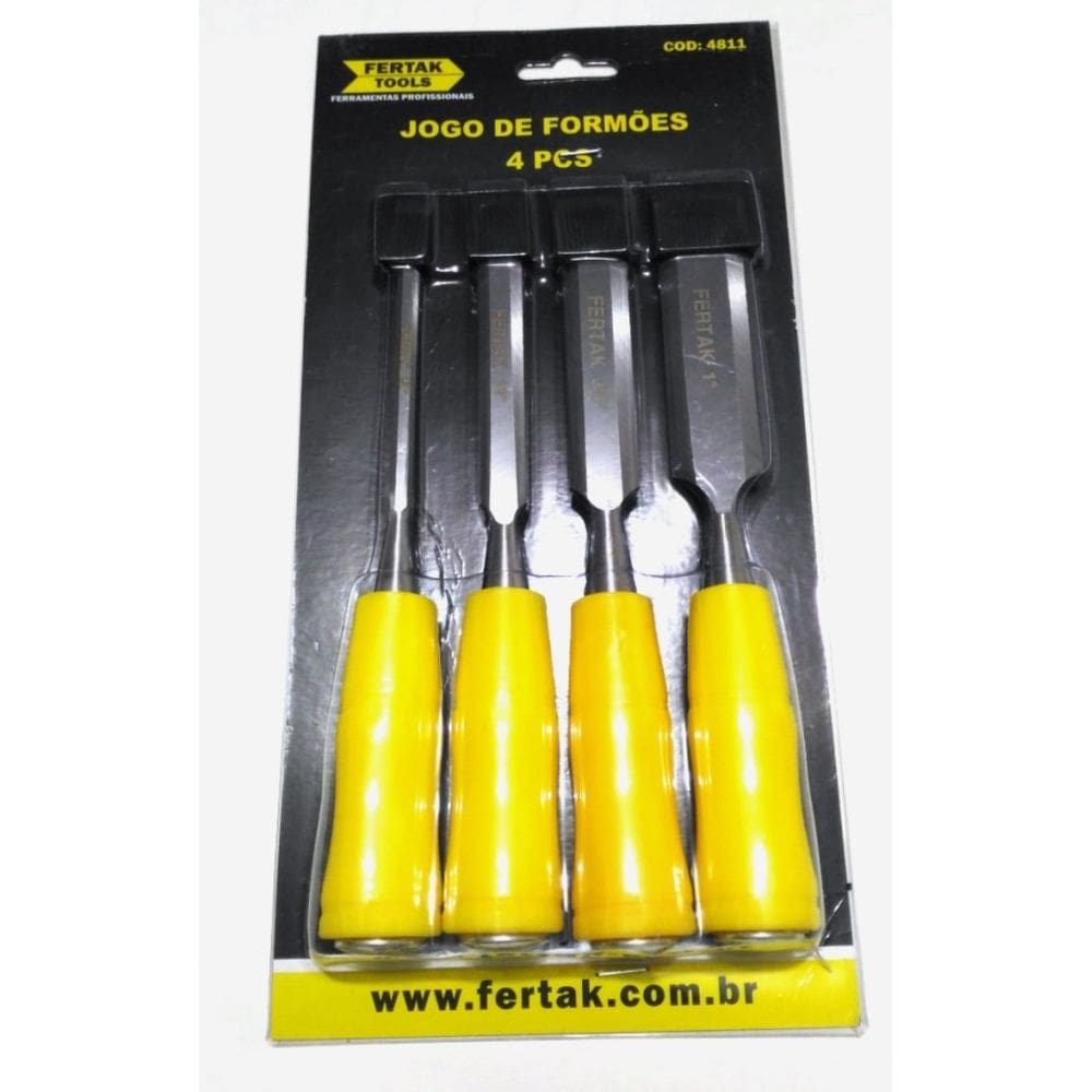 Kit Jogo de Formões Para Madeira 4 peças Fertak