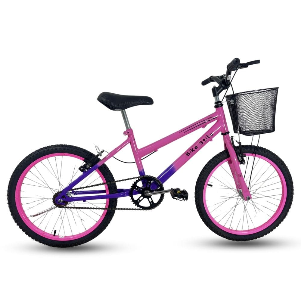 Bicicleta Infantil Passeio Aro 20 Cesta Feminina Rosa /Lilás