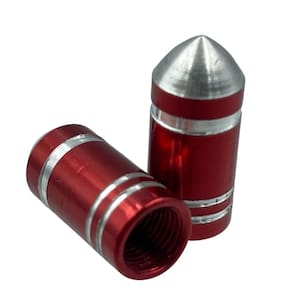 Tampa Valvula Alum. Longa Bike Carro Moto Bico Pneu Par Vermelho