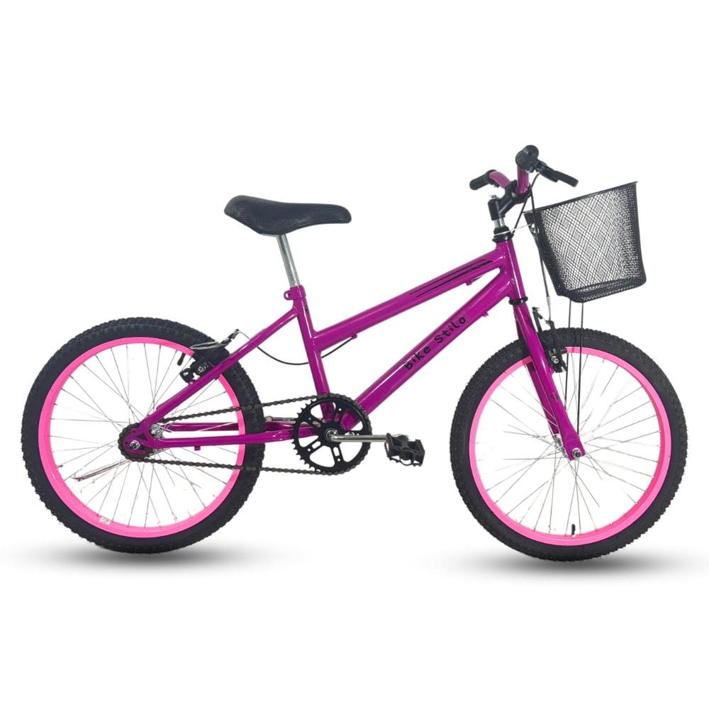 Bicicleta Infantil Passeio Aro 20 Cesta Feminina Rosa/Fúcsia