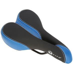 Selim Tito Gel Mtb Vazado Sela Bike Bicicleta Preto / Azul