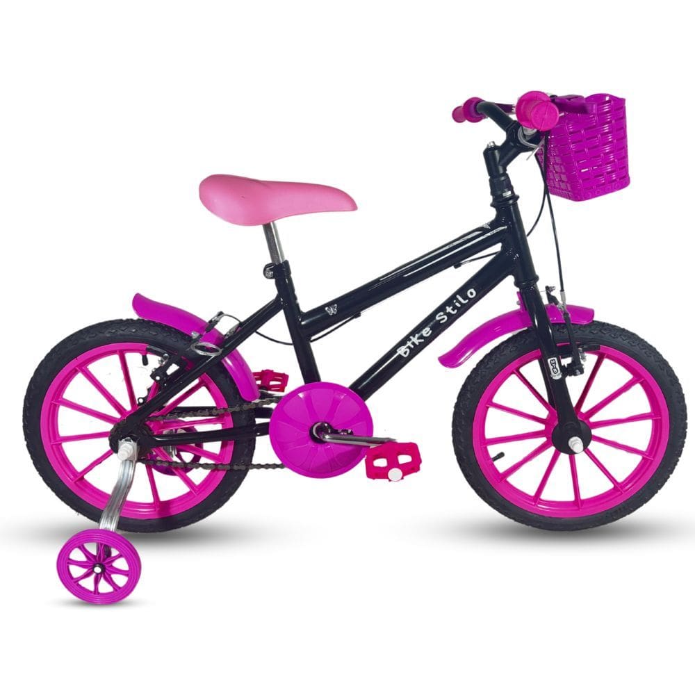 Bicicleta Infantil Passeio Aro 16 Feminina Preta / Rosa