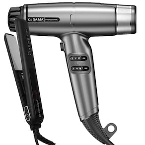 Kit Secador iQ Lite Max Silver e Prancha Silk Chrome