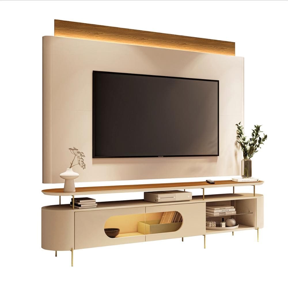 Conjunto Bancada Aria e Painel Nobre LED para TV até 85”