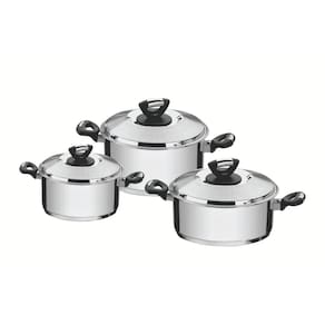 Jogo de Panelas Tramontina Solar Baquelite em Aço Inox Fundo Triplo 3 Peças