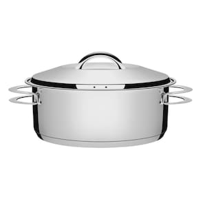 Caçarola Tramontina Solar Rasa em Aço Inox Fundo Triplo com Tampa e Alças 28 cm 7,1 L