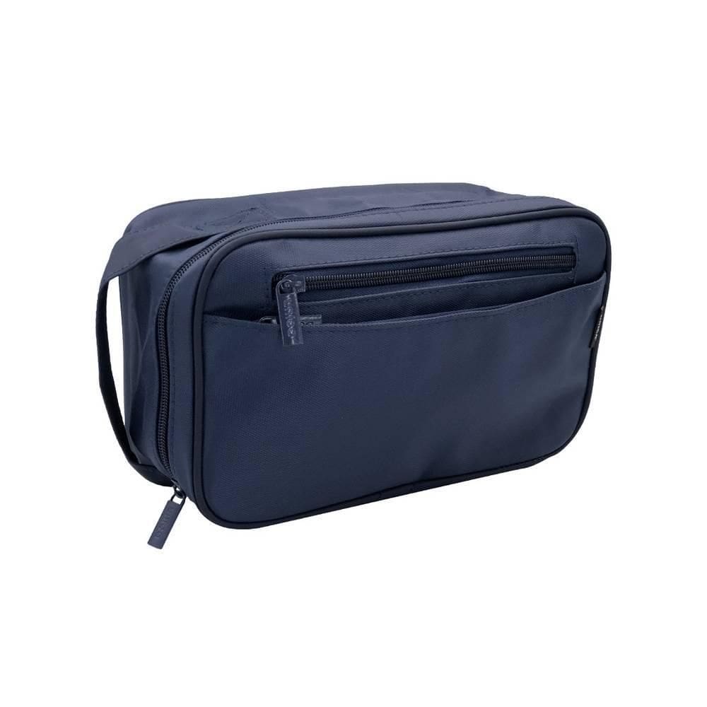 Necessarie De Nylon Grande Azul Com Bolsos Frontal E Interno