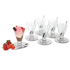 Conjunto Sorvete Com Prato Colher E Taça Vidro 6 Peças Forma