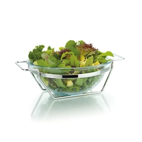 Saladeira Redonda de Vidro 3L Suporte de Aço Andrea Forma