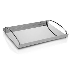 Bandeja Gloss Grande 26,5x40 Cm Aço Inox com Alça Multiuso