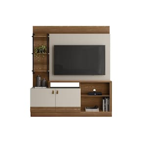 Home p/ TV até 50 Pol Alagoas c/ 2 Portas e 5 Prateleiras 187x160cm Freijó/Off White - Linea Brasil