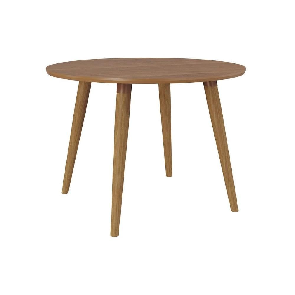 Mesa de Sala Jantar Dani c/ Tampo Madeirado Redondo 109x109cm Carvalho/Cinamomo - Cimol