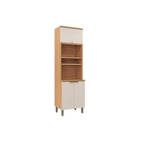Paneleiro de Cozinha Selene c/ 3 Portas e 2 Nichos p/ Fornos 65cm Jequitiba/Off White Fosco - Linea Brasil