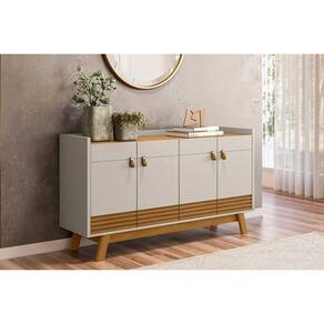 Buffet de Sala Jantar Abruzzo c/ 4 Portas Nature/Off White - Linea Brasil