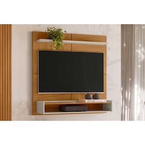 Painel Home p/ TV até 50 Pol Creta c/ 1 Nicho e 1 Prateleira 120x120cm Nature/Off White - Linea Brasil