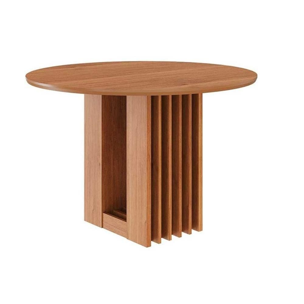 Mesa de Sala Jantar Ariela c/ Tampo Madeirado Redondo 109x109cm Cinamomo - Cimol
