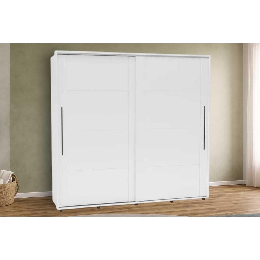 Guarda Roupa Casal 2 Portas de Correr e 6 Gavetas Coimbra Flex Branco/Branco ou Freijo - Politorno