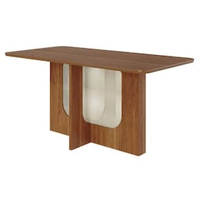 Mesa de Sala Jantar Louise c/ Tampo Madeirado 160x80cm Cinamomo - Cimol