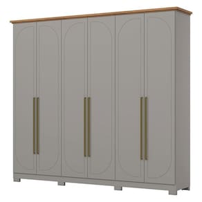 Guarda Roupa Casal Americano Prime 6 Portas 6 Gavetas com Pés Cinza Nature - Henn