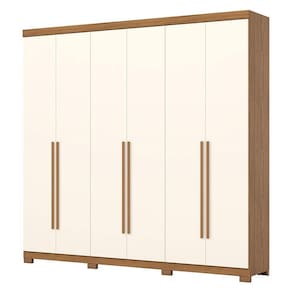 Guarda Roupa Casal Pétrus 6 Portas 4 Gavetas com Pés Nature Off White - Henn