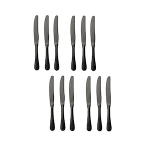 Faca de Sobremesa Preto Talher Metal Inox 12un
