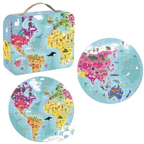 Quebra-Cabeça Mapa Mundi Dupla Face C/ 208 Peças - Janod
