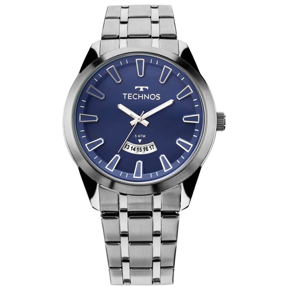 Relógio Masculino Technos Prata Aço Inox 46mm
