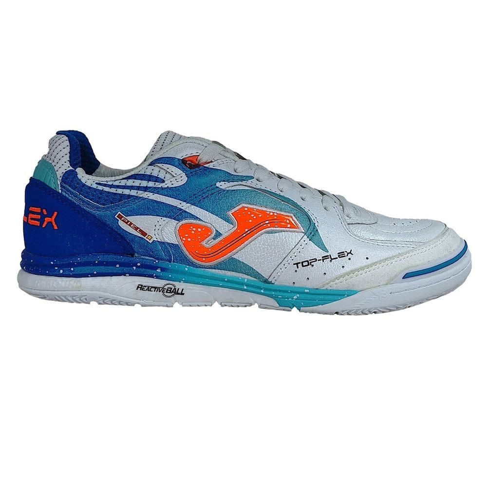 Chuteira Futsal Joma Top Flex Reboud Adulto Branco/Azul