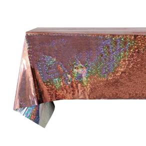 Toalha De Mesa Metalizado 137X274Cm Rose Holográfica Make+