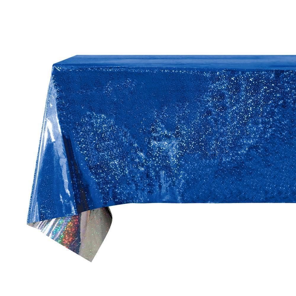 Toalha De Mesa Metalizado 137X274Cm Azul Holográfica Make+