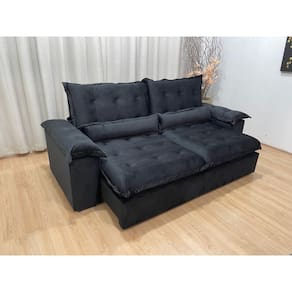 Sofá Retrátil Reclinável 2,30 m Preto 322 Florença Plus