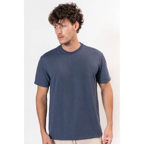 Camiseta Masculina Manga Curta Básica Premium Lisa Mescla Marinho Dark