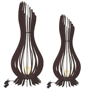 Abajur Grande De Chão Ana Maria Mdf Luminária - Preto Tamanho Kit Com 2 - 90x28cm E 60x18cm