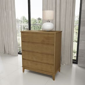 Cômoda 4 Gavetas Linha Prata Madeira Maciça e MDF 2801FN Freijó Finestra