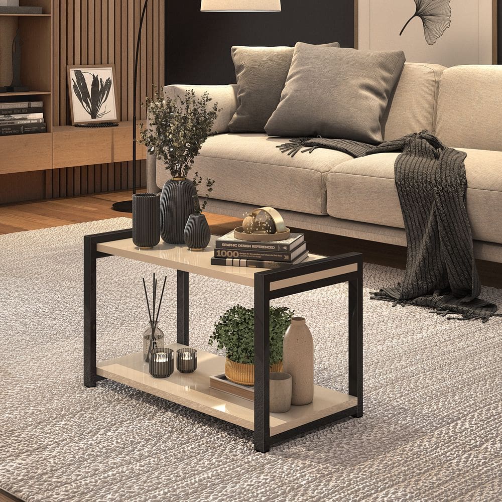 Mesa De Centro Isis Retangular Para Sala Estilo Industrial