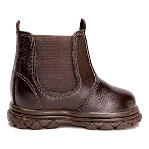 Botina Infantil Unissex New Baby em Couro Marrom Confort