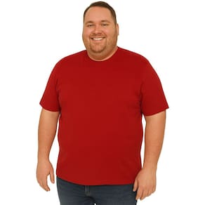 Camiseta Adulta Manga Curta Básica Lisa Vermelha Tamanho Plus Size