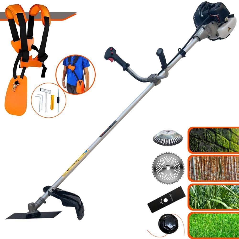 Roçadeira Anmax CG430B À Gasolina 43cc 1,7HP Alta Rotação e Performance Com Carretel de Nylon e Faca 2 Pontas + EXTRA Faca 40 Dentes + Escova de Aço