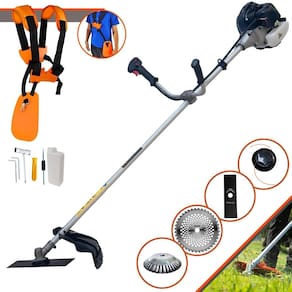 Roçadeira Lateral Anmax CG430B À Gasolina 43cc 1,7HP Multifuncional Com Carretel e Faca 2 Pontas + EXTRA Faca 40 Dentes e Escova de Aço Circular