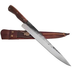 Faca Gaúcha Bruta 10` Para Churrasco Aço Carbono 1070 Cabo Guajuvira Brut Forj Artesanal