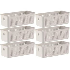 Kit 6 Cestos Organizadores Multiuso 4,2L Bege 26x12x13cm Flo