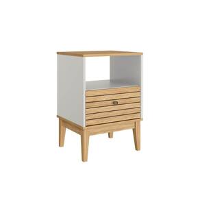 Mesa de Cabeceira com 1 Nicho e 1 Gaveta MDP Mel Off White M