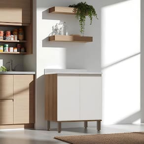 Balcão de Cozinha Com Tampo 70cm 2 Portas MDF Compacto