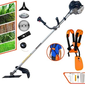Roçadeira À Gasolina Anmax CG430B 43cc 1,7HP Completa Com Carretel de Nylon + Faca 2 Pontas + Faca 3 Pontas + Faca 40 Dentes + Escova de Aço Giratória