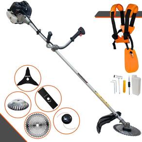 Roçadeira Profissional Anmax CG430B À Gasolina 43cc 1,7HP 5 Opções de Corte Com Lâmina 3 Pontas, Lâmina 40 Dentes e Escova de Aço EXTRA