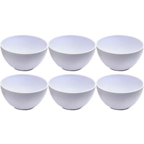 Kit 6 Cumbuquinhas Brancas 356ml Tigelas de Plástico Pequena