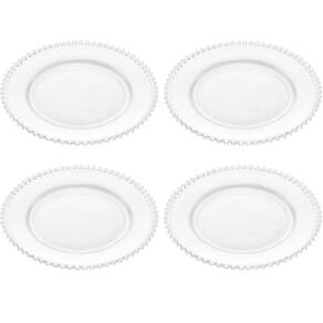 Conjunto 4 Pratos Rasos de Jantar em Cristal Wolff Pearl 28c